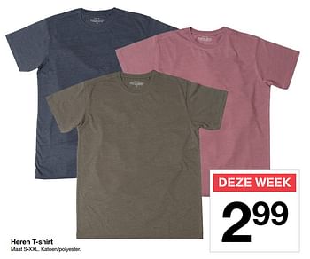 Aanbiedingen Heren t-shirt - Huismerk - Zeeman  - Geldig van 30/12/2017 tot 05/01/2018 bij Zeeman