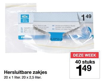 Aanbiedingen Hersluitbare zakjes - Huismerk - Zeeman  - Geldig van 30/12/2017 tot 05/01/2018 bij Zeeman