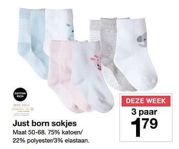 Aanbiedingen Just born sokjes - Huismerk - Zeeman  - Geldig van 30/12/2017 tot 05/01/2018 bij Zeeman