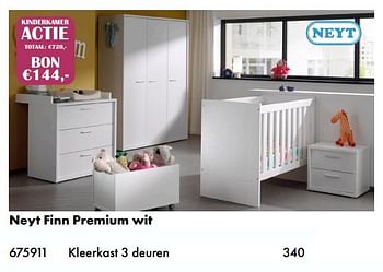 Aanbiedingen Finn premium wit kleerkast 3 deuren - Neyt - Geldig van 04/01/2018 tot 28/02/2018 bij Multi Bazar