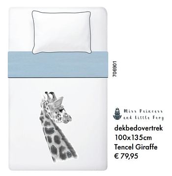 Aanbiedingen Miss princess and little frog dekbedovertrek tencel giraffe - Huismerk - Multi Bazar - Geldig van 04/01/2018 tot 28/02/2018 bij Multi Bazar