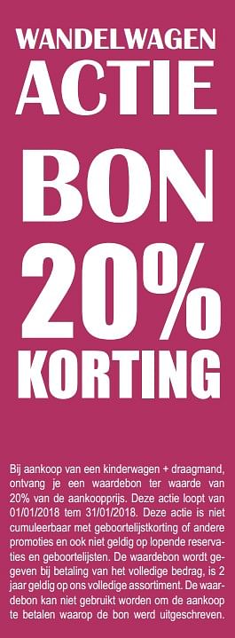 Aanbiedingen Wandelwagen actie bon 20% korting - Huismerk - Multi Bazar - Geldig van 04/01/2018 tot 28/02/2018 bij Multi Bazar