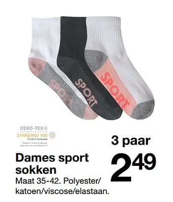 Aanbiedingen Dames sport sokken - Huismerk - Zeeman  - Geldig van 06/01/2018 tot 12/01/2018 bij Zeeman