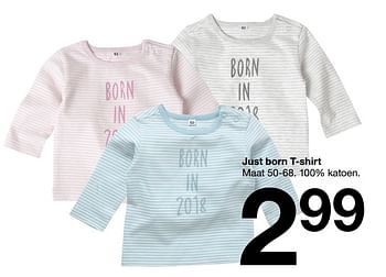 Aanbiedingen Just born t-shirt - Huismerk - Zeeman  - Geldig van 06/01/2018 tot 12/01/2018 bij Zeeman