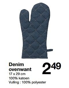 Aanbiedingen Denim ovenwant - Huismerk - Zeeman  - Geldig van 13/01/2018 tot 20/01/2018 bij Zeeman
