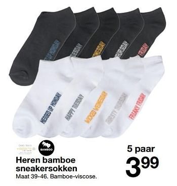 Aanbiedingen Heren bamboe sneakersokken - Huismerk - Zeeman  - Geldig van 20/01/2018 tot 27/01/2018 bij Zeeman