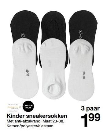 Aanbiedingen Kinder sneakersokken - Huismerk - Zeeman  - Geldig van 20/01/2018 tot 27/01/2018 bij Zeeman