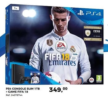 Aanbiedingen Ps4 console slim 1tb + game fifa 18 - Sony - Geldig van 23/01/2018 tot 20/02/2018 bij Supra Bazar