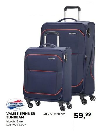 Aanbiedingen Valies spinner sunbeam nordic blue 40x55x20 cm - American Tourister - Geldig van 23/01/2018 tot 20/02/2018 bij Supra Bazar