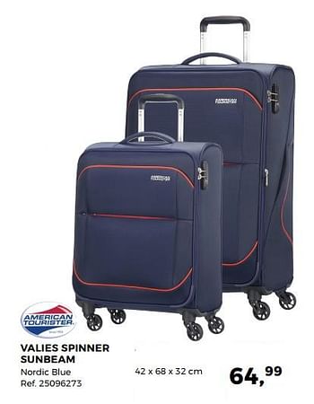 Aanbiedingen Valies spinner sunbeam nordic blue 42x68x32 cm - American Tourister - Geldig van 23/01/2018 tot 20/02/2018 bij Supra Bazar