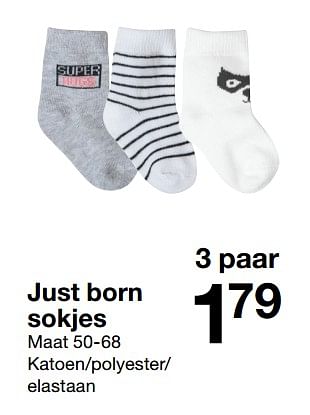 Aanbiedingen Just born sokjes - Huismerk - Zeeman  - Geldig van 03/02/2018 tot 21/07/2018 bij Zeeman
