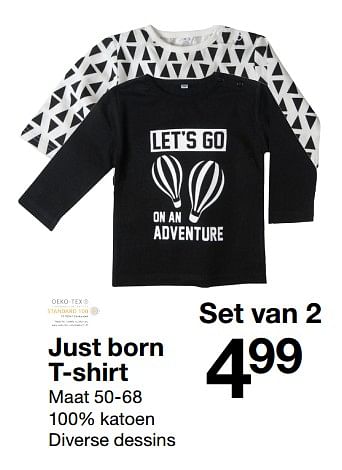 Aanbiedingen Just born t-shirt - Huismerk - Zeeman  - Geldig van 03/02/2018 tot 21/07/2018 bij Zeeman