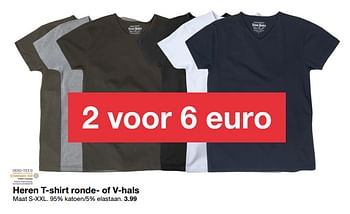 Aanbiedingen Heren t-shirt ronde- of v-hals - Huismerk - Zeeman  - Geldig van 03/03/2018 tot 16/03/2018 bij Zeeman