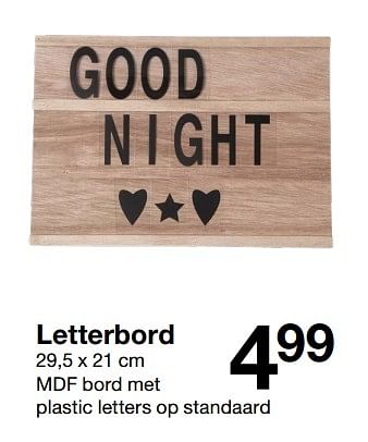 Aanbiedingen Letterbord - Huismerk - Zeeman  - Geldig van 03/03/2018 tot 16/03/2018 bij Zeeman