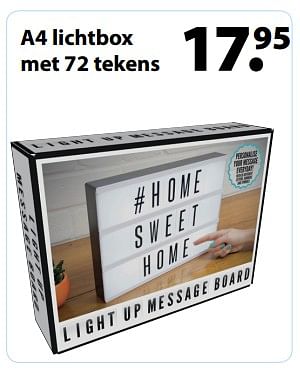 Aanbiedingen A4 lichtbox met 72 tekens - Huismerk - Multi Bazar - Geldig van 13/03/2018 tot 03/04/2018 bij Multi Bazar