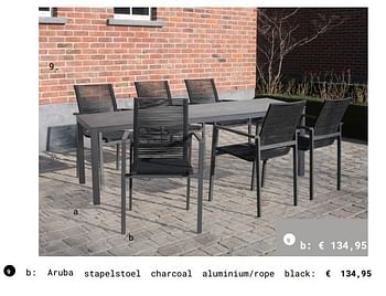 Aanbiedingen Aruba stapelstoel charcoal aluminium- rope black - Huismerk - Multi Bazar - Geldig van 13/03/2018 tot 31/08/2018 bij Multi Bazar
