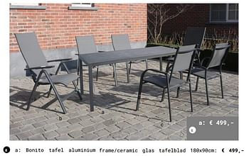 Aanbiedingen Bonito tafel aluminium frame- ceramic glas tafelblad - Huismerk - Multi Bazar - Geldig van 13/03/2018 tot 31/08/2018 bij Multi Bazar