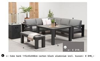 Aanbiedingen Cube bank carbon black aluminium incl. kussen - Huismerk - Multi Bazar - Geldig van 13/03/2018 tot 31/08/2018 bij Multi Bazar