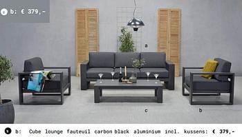 Aanbiedingen Cube lounge fauteuil carbon black aluminium incl. kussens - Huismerk - Multi Bazar - Geldig van 13/03/2018 tot 31/08/2018 bij Multi Bazar
