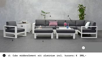 Aanbiedingen Cube middenelement wit aluminium incl. kussens - Huismerk - Multi Bazar - Geldig van 13/03/2018 tot 31/08/2018 bij Multi Bazar