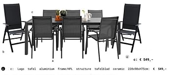 Aanbiedingen Lago tafel aluminium frame-hpl structure tafelblad ceramic - Huismerk - Multi Bazar - Geldig van 13/03/2018 tot 31/08/2018 bij Multi Bazar