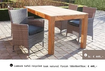 Aanbiedingen Lombock tafel recycled teak natural finish - Huismerk - Multi Bazar - Geldig van 13/03/2018 tot 31/08/2018 bij Multi Bazar