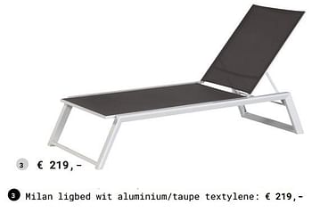 Aanbiedingen Milan ligbed wit aluminium-taupe textylene - Huismerk - Multi Bazar - Geldig van 13/03/2018 tot 31/08/2018 bij Multi Bazar