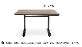Aanbiedingen Milton tafel aluminium-polywood light grey - Huismerk - Multi Bazar - Geldig van 13/03/2018 tot 31/08/2018 bij Multi Bazar