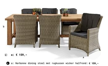 Aanbiedingen Narbonne dining stoel met rugkussen wicker halfrond - Huismerk - Multi Bazar - Geldig van 13/03/2018 tot 31/08/2018 bij Multi Bazar
