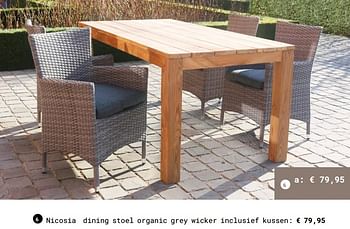 Aanbiedingen Nicosia dining stoel organic grey wicker inclusief kussen - Huismerk - Multi Bazar - Geldig van 13/03/2018 tot 31/08/2018 bij Multi Bazar