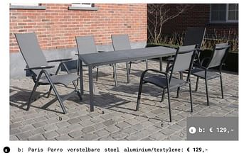 Aanbiedingen Paris parro verstelbare stoel aluminium-textylene - Huismerk - Multi Bazar - Geldig van 13/03/2018 tot 31/08/2018 bij Multi Bazar