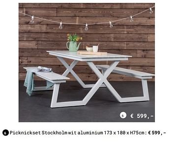 Aanbiedingen Picknickset stockholm wit aluminium - Huismerk - Multi Bazar - Geldig van 13/03/2018 tot 31/08/2018 bij Multi Bazar