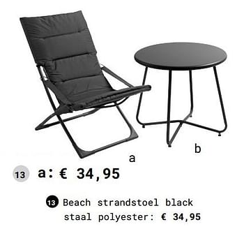 Aanbiedingen Beach strandstoel black staal polyester - Huismerk - Multi Bazar - Geldig van 13/03/2018 tot 31/08/2018 bij Multi Bazar