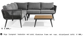Aanbiedingen Riga loungeset hoeksalon met tafel aluminium frame met rope, alu- polywood tafel - Huismerk - Multi Bazar - Geldig van 13/03/2018 tot 31/08/2018 bij Multi Bazar