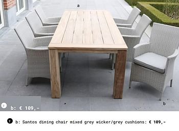 Aanbiedingen Santos dining chair mixed grey wicker-grey cushions - Huismerk - Multi Bazar - Geldig van 13/03/2018 tot 31/08/2018 bij Multi Bazar
