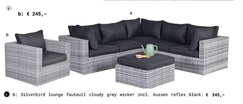 Aanbiedingen Silverbird lounge fauteuil cloudy grey wicker incl. kussen reflex black - Huismerk - Multi Bazar - Geldig van 13/03/2018 tot 31/08/2018 bij Multi Bazar
