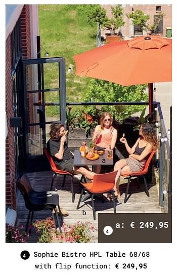 Aanbiedingen Sophie bistro hpl table - Huismerk - Multi Bazar - Geldig van 13/03/2018 tot 31/08/2018 bij Multi Bazar