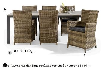 Aanbiedingen Victoria diningstoel wicker incl. kussen - Huismerk - Multi Bazar - Geldig van 13/03/2018 tot 31/08/2018 bij Multi Bazar