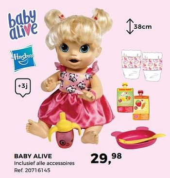 Aanbiedingen Baby alive pop - Hasbro - Geldig van 20/03/2018 tot 24/04/2018 bij Supra Bazar