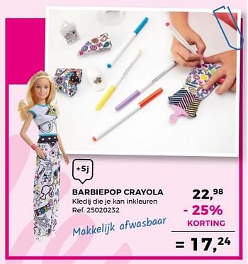 Aanbiedingen Barbiepop crayola mattel - Mattel - Geldig van 20/03/2018 tot 24/04/2018 bij Supra Bazar