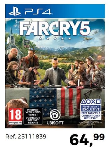 Aanbiedingen Farcry 5 - Ubisoft - Geldig van 20/03/2018 tot 24/04/2018 bij Supra Bazar