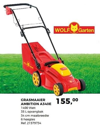 Aanbiedingen Wolf garten grasmaaier ambition a340e - Wolf Garten - Geldig van 20/03/2018 tot 24/04/2018 bij Supra Bazar
