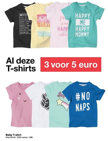Aanbiedingen Baby t-shirt - Huismerk - Zeeman  - Geldig van 24/03/2018 tot 07/04/2018 bij Zeeman