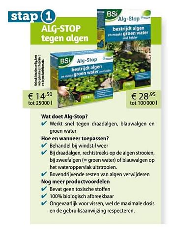 Aanbiedingen Alg-stop tegen algen - BSI - Geldig van 26/03/2018 tot 31/10/2018 bij Multi Bazar