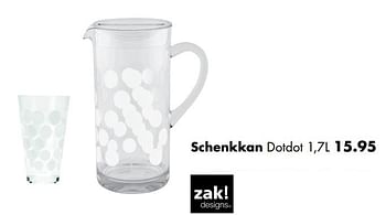 Aanbiedingen Schenkkan dotdot - Zak Designs - Geldig van 18/04/2018 tot 31/05/2018 bij Multi Bazar