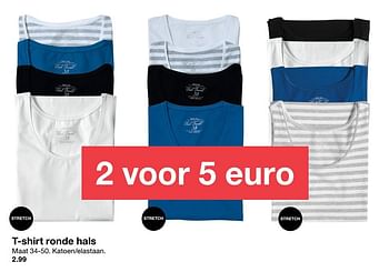 Aanbiedingen T-shirt ronde hals - Huismerk - Zeeman  - Geldig van 21/04/2018 tot 05/05/2018 bij Zeeman