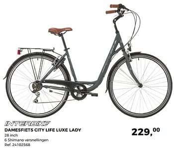 Aanbiedingen Damesfiets city life luxe lady - Interbike - Geldig van 24/04/2018 tot 29/05/2018 bij Supra Bazar