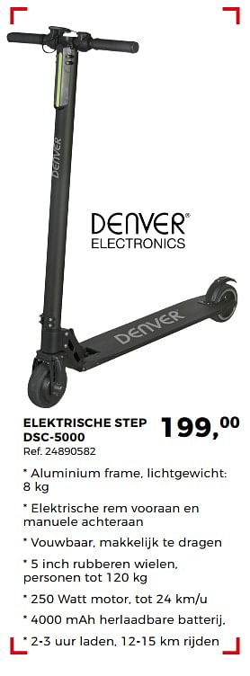 Aanbiedingen Denver electronics elektrische step dsc-5000 - Denver - Geldig van 24/04/2018 tot 29/05/2018 bij Supra Bazar