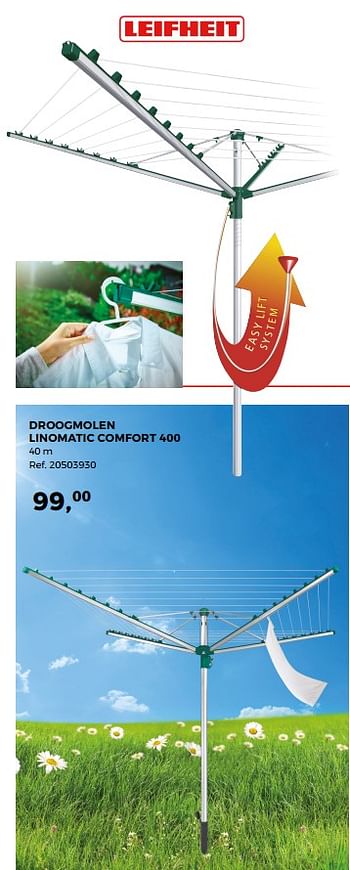 Aanbiedingen Droogmolen linomatic comfort 400 - Leifheit - Geldig van 24/04/2018 tot 29/05/2018 bij Supra Bazar