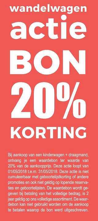 Aanbiedingen Wandelwagen actie bon 20% korting - Huismerk - Multi Bazar - Geldig van 22/04/2018 tot 12/05/2018 bij Multi Bazar